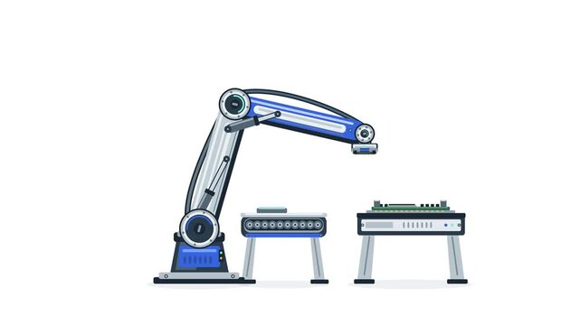 Automated robotic arm performing precision assembly on a factory line