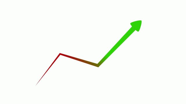 Upward arrow line showing growth progress and rising success animation