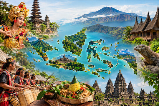 Indonesia Island Groups Geographic Illustration