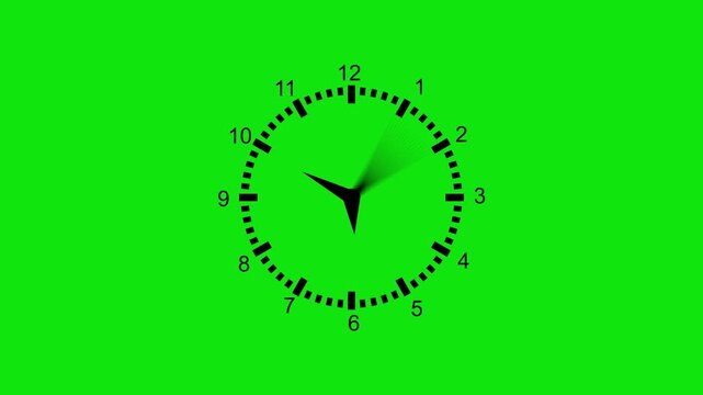 Minimal analog clock face numbers and hands showing time animation