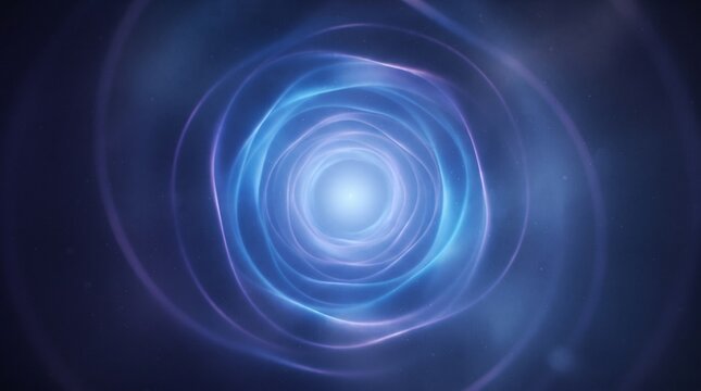 Abstract glowing blue vortex tunnel with dynamic light rays for futuristic digital backgrounds