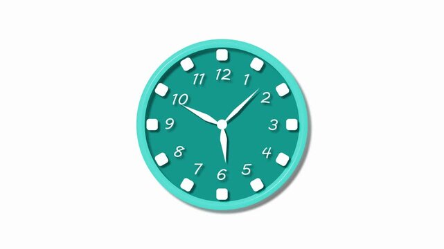 Simple wall clock with numbers isolated animation