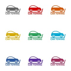 Obraz premium Car towing sign icon isolated on white background. Set icons colorful