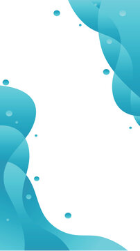 Blue Abstract Wave Background Design with Floating Bubbles
