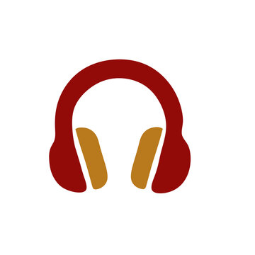 Audio headphones vector illustration flat icon isolated on white background for podcast channel logo or music streaming app interface design
