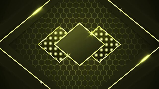 Abstract geometric background with hexagon pattern diamond frames and glowing lines for luxury technology design animation