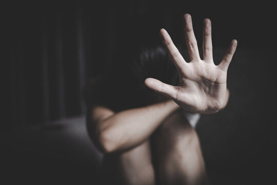 Woman raising hand for personal boundaries