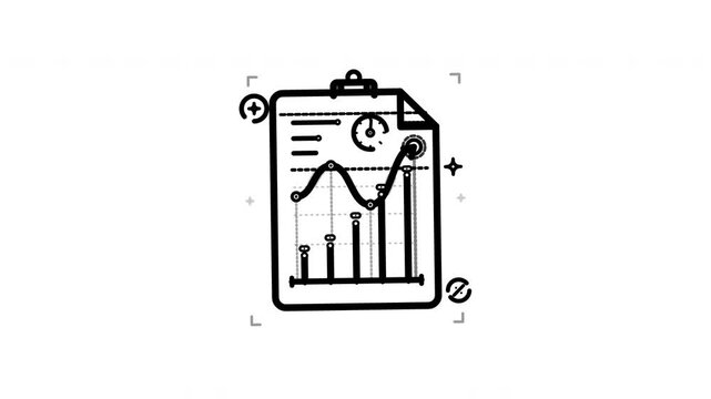 Minimalist Black Vector Icon of Financial Analytics Data Report