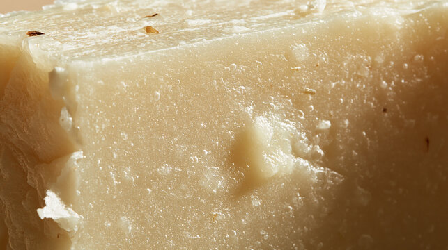 Macro Close Up of Aged Parmesan Cheese Block Crystalline Texture