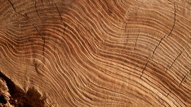 Natural Wood Cross Section Ring Grain Texture Brown Background