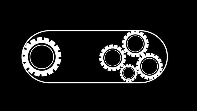 Vector animation blueprint visualization of a vehicle engine with a drive belt.