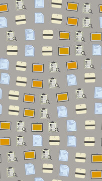 Pattern of office documents, clipboards, and frames