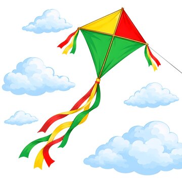 kite in the sky with three colour 