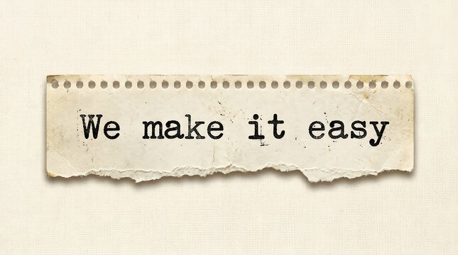 Vintage typewriter text message printed on a torn paper strip with rough edges background