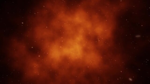  Fire flames abstract with flying sparks loop animation background.