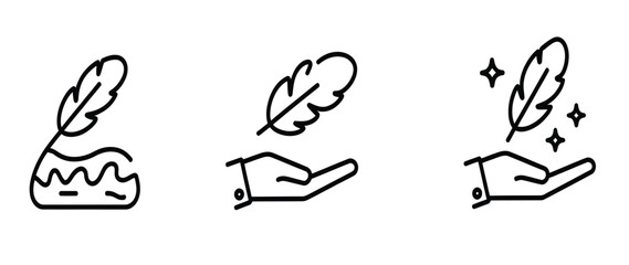 Soft feather icons in hand for representing comfort and lightweight properties in various design projects. © MTM Vector 