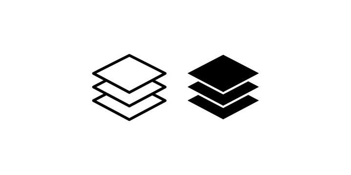 Stacked document layers icons displaying square folder or file arrangement for organizational computer interface design.