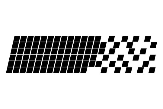 Pixelated halftone square pattern dissipating into pieces on a transparent background art.