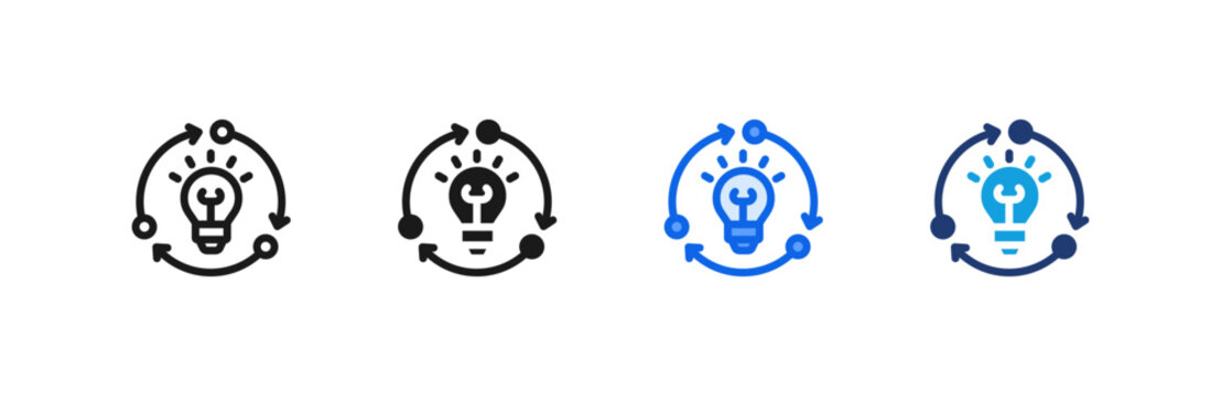 Knowledge Sharing Lightbulb icon multiple style collection. Vector illustration.