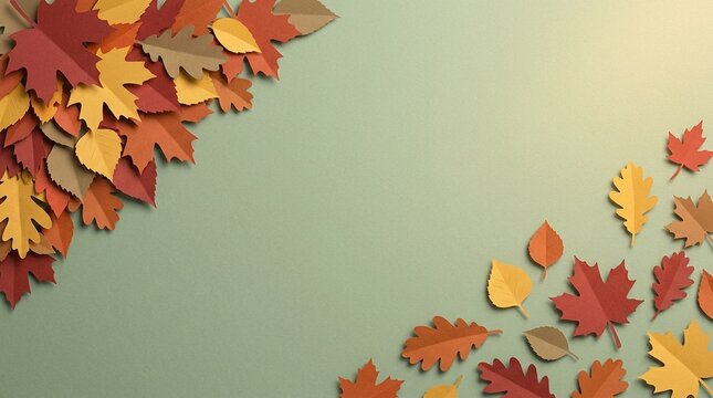 Autumn Leaves on Cardstock, Paper Cut Design, Fall Foliage Arrangement