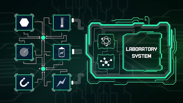 Automated laboratory system control panel monitoring scientific experiment data streams, research telemetry and sensor nodes