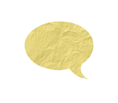 Yellow crumpled textured paper speech bubble scrapbook collages element
