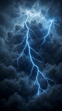 Dramatic Lightning Illuminating Dark Storm Clouds Creating An Intense Atmospheric Display