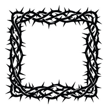 Square Crown of Thorns Frame Border Vector Illustration