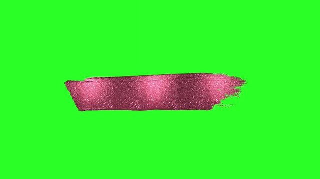 Pink Rose Gold Glitter Brush Stroke Isolated on Green Screen Chroma Key Background Metallic Paint Smear Graphic Overlay Asset   