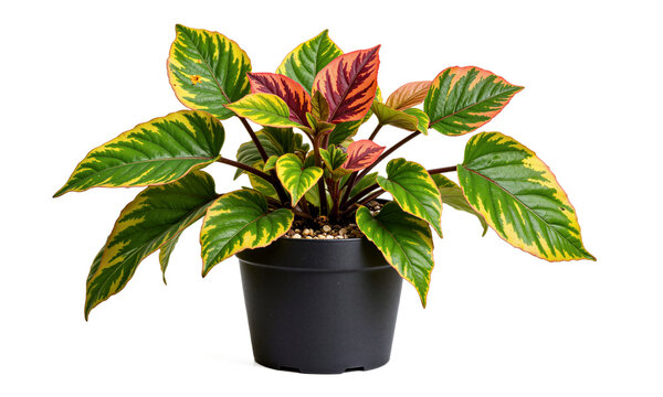Coleus (Plectranthus scutellarioides) Vibrant foliage plant with striking, multi-colored leaves, grown in a medium-sized ceramic pot, popular for adding color