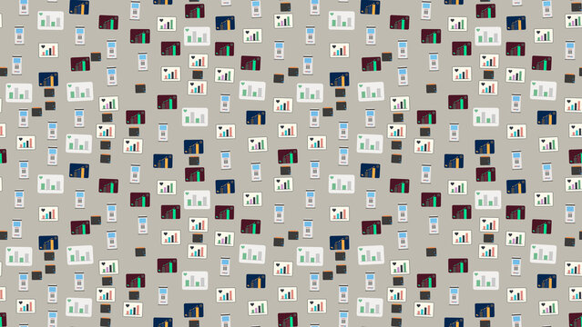 Seamless pattern of charts and devices