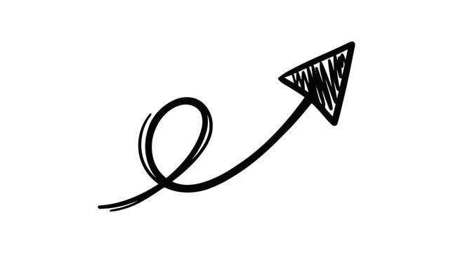 Vector illustration of hand drawn doodle arrow with a loop