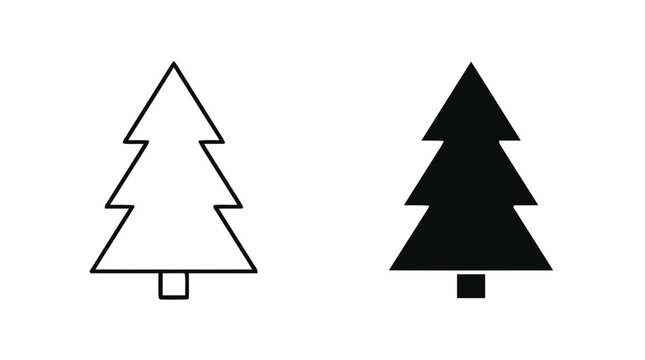 Vector illustration of set of two simple pine tree icons