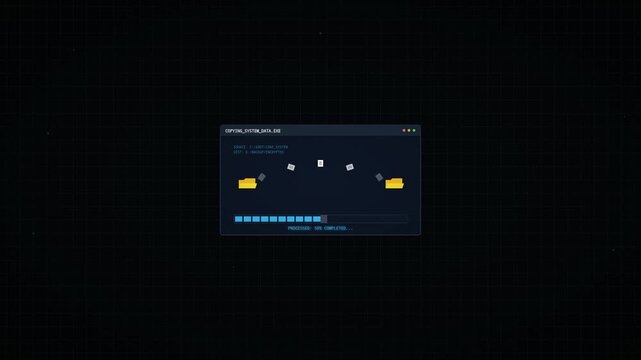 File Transfer Digital Interface Showing Data Copy Progress in Motion