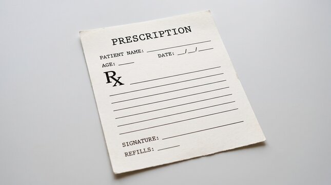 Blank medical prescription pad for doctor medication orders.