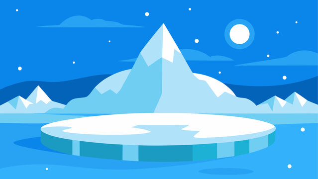 Winter landscape with mountains and ice