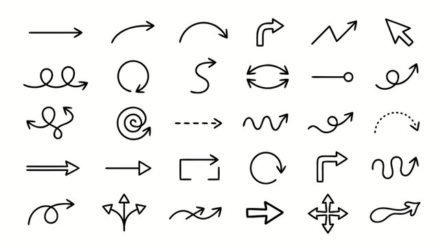 Hand drawn arrow doodle set for business presentation and web design
