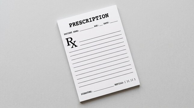 Blank medical prescription pad for doctor medication orders.