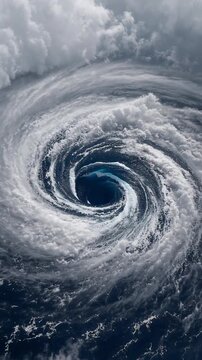 Dramatic Swirling Storm Clouds Over Deep Ocean Waters Capturing Nature's Power