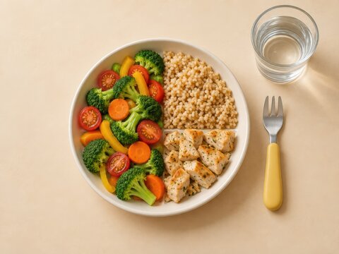 Balanced Healthy Meal Plate for Child Nutrition Education