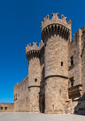 Palace of the Grand Master Entrance and Towers in Rhodes Greece © multipedia