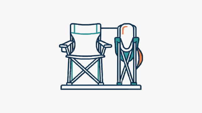 Illustrated Camping Chairs with Cooler and Backpack.
