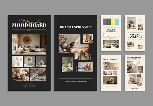 Luxury Brand Identity Mood Board with Minimal Interior