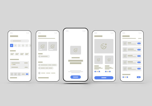 Modern Mobile Shopping App UI Wireframe