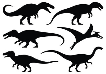 Set of dinosaur silhouettes isolated on white background © MDHASAN