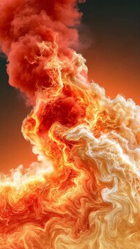Red and gold liquid swirling in water, abstract Christmas background, vertical video