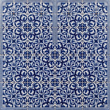 Mediterranean Blue Ceramic Seamless Tile Pattern -1