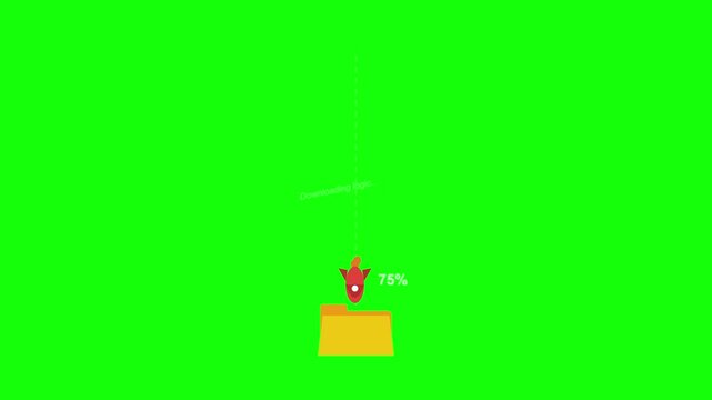 Document file falling into folder icon animation on green screen background.