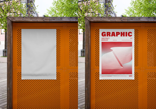 Mockup Of Customizable Poster On Outdoor Urban Street Furniture