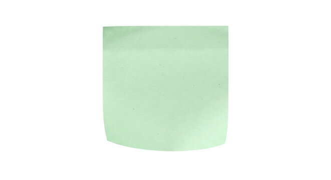 Single light green rectangular sticky note with a slightly rounded bottom edge, isolated on a clean white background
